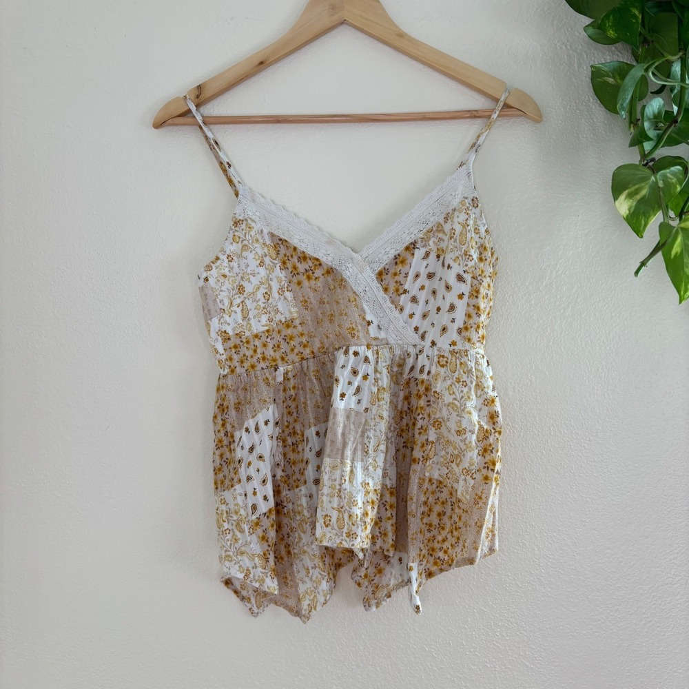 American eagle boho crop top patchwork bandana paisley handkerchief hem XS